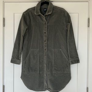 Gap Long Green/Grey Corduroy Shacket